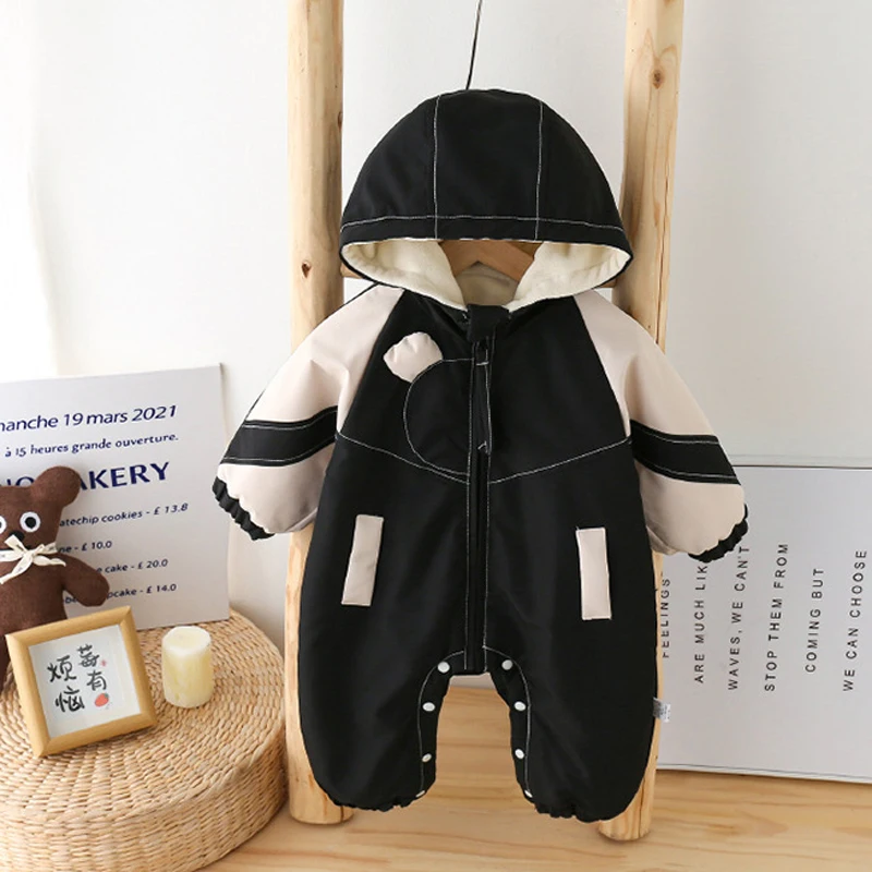 IYEAL Baby Fleece Warm Jumpsuit Jacket Baby Korean Style Outdoor Clothing 1-Year-Old Infant And Toddler Winter Clothing