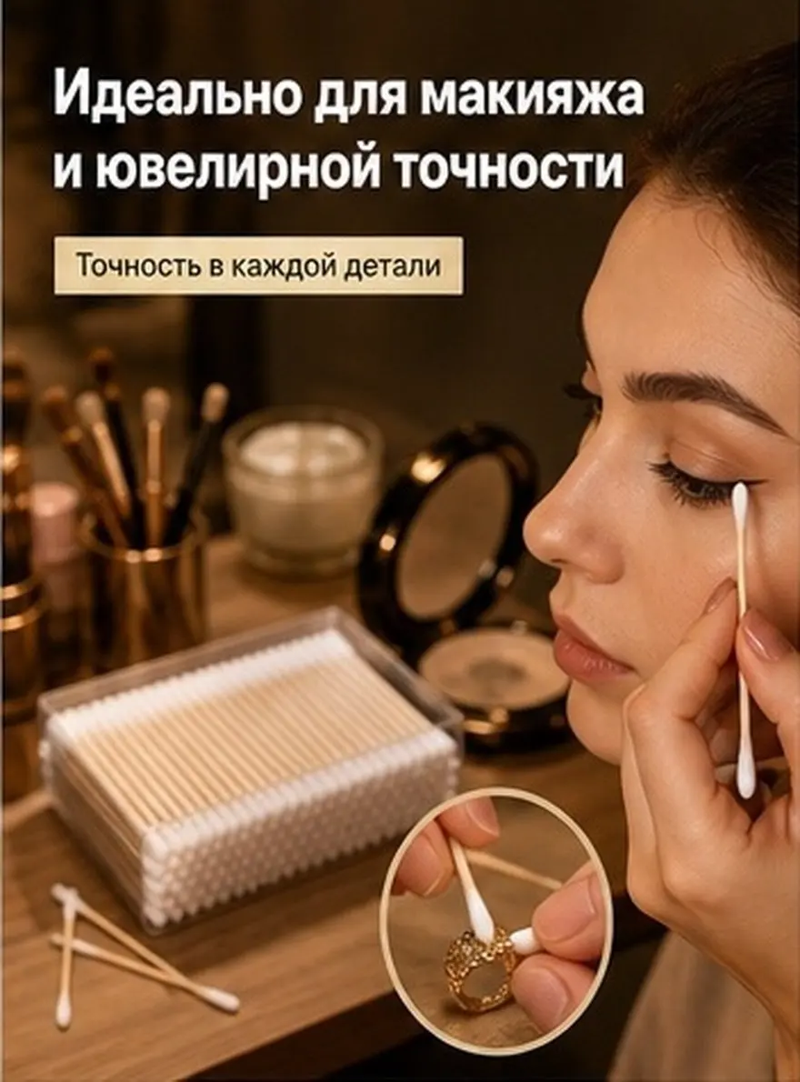 300Pcs Pointed Cotton Toothpicks Disposable Bamboo Sticks Makeup Nail Cleaning Swabs Food Picks Appetizer Toothpick Set