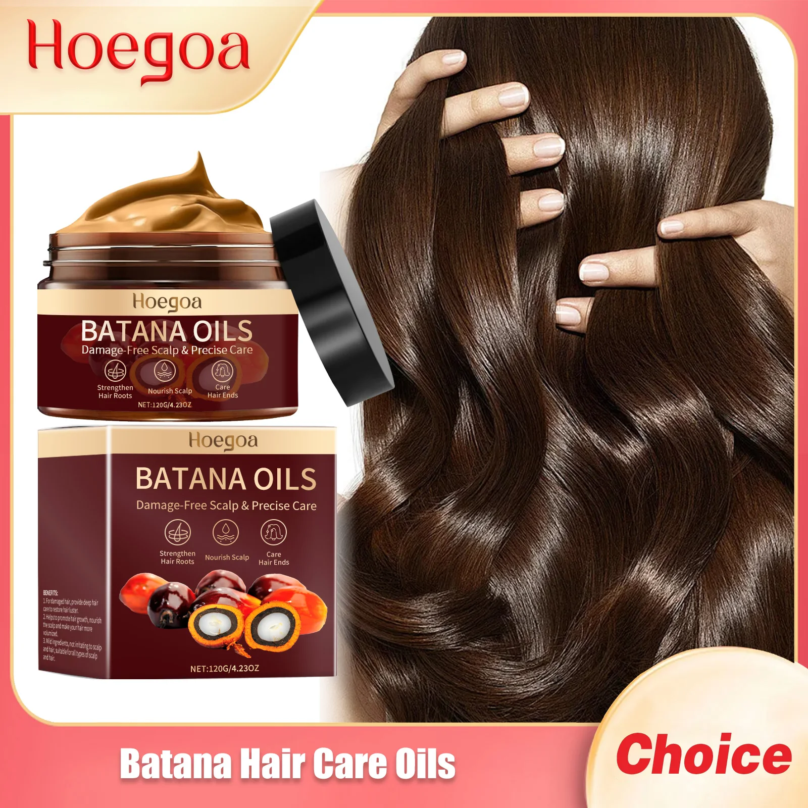 

HOEGOA Batana Hairs Care Mask Reduces Hair Loss Maintain Softness Deep Nourishment Strengthen Roots Hair Oil Control Cares Mask