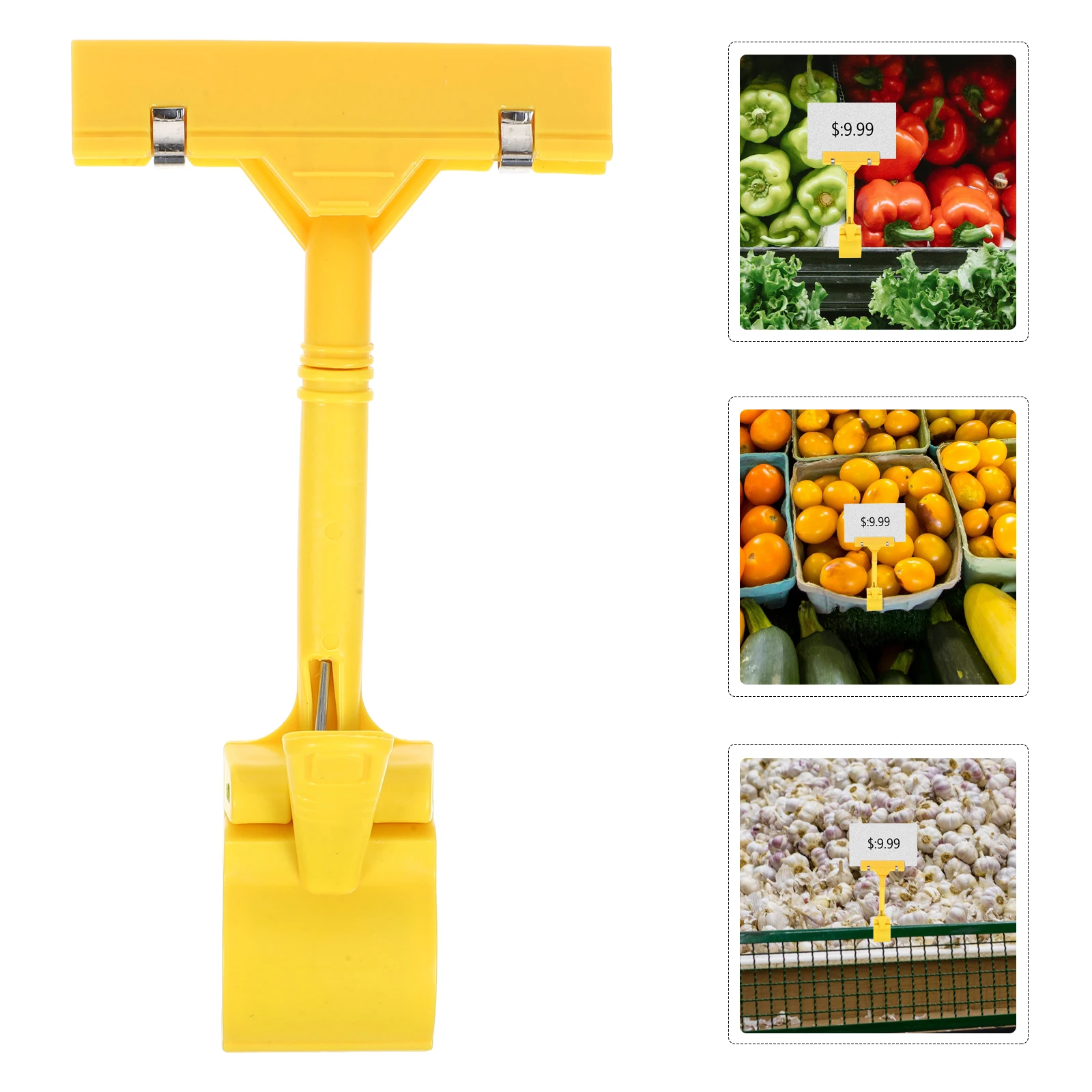 

10pcs Plastic Price Tag Holder Clip Double Sided Swivel Merchandise Display For Retail Store Supermarket Exhibition Yellow