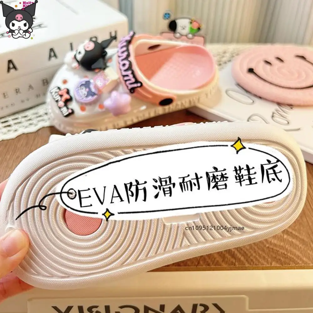 Sanrio sandalias para niña Kawaii Anime Kuromi zapatos para niños accesorios de dibujos animados zapatillas con agujeros antideslizantes ropa exterior regalo de verano para niñas