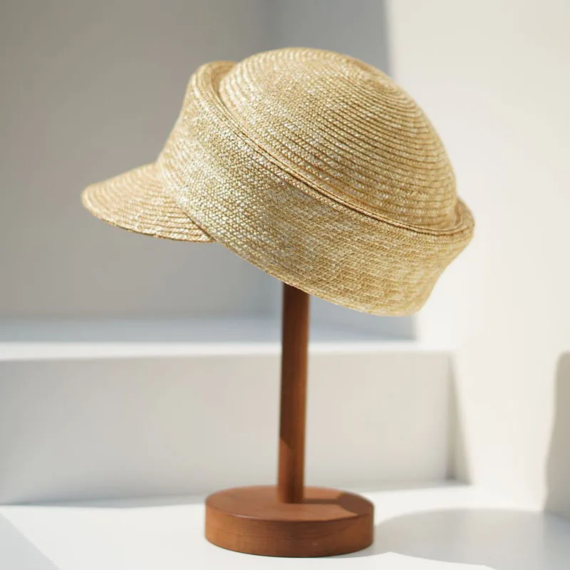 Women Summer Beret Hat Sun Hat DIY Fine Straw Cap Visor Hat Newsboy Hat Outdoor Activities  Street Beach Travel Derby Hats Base