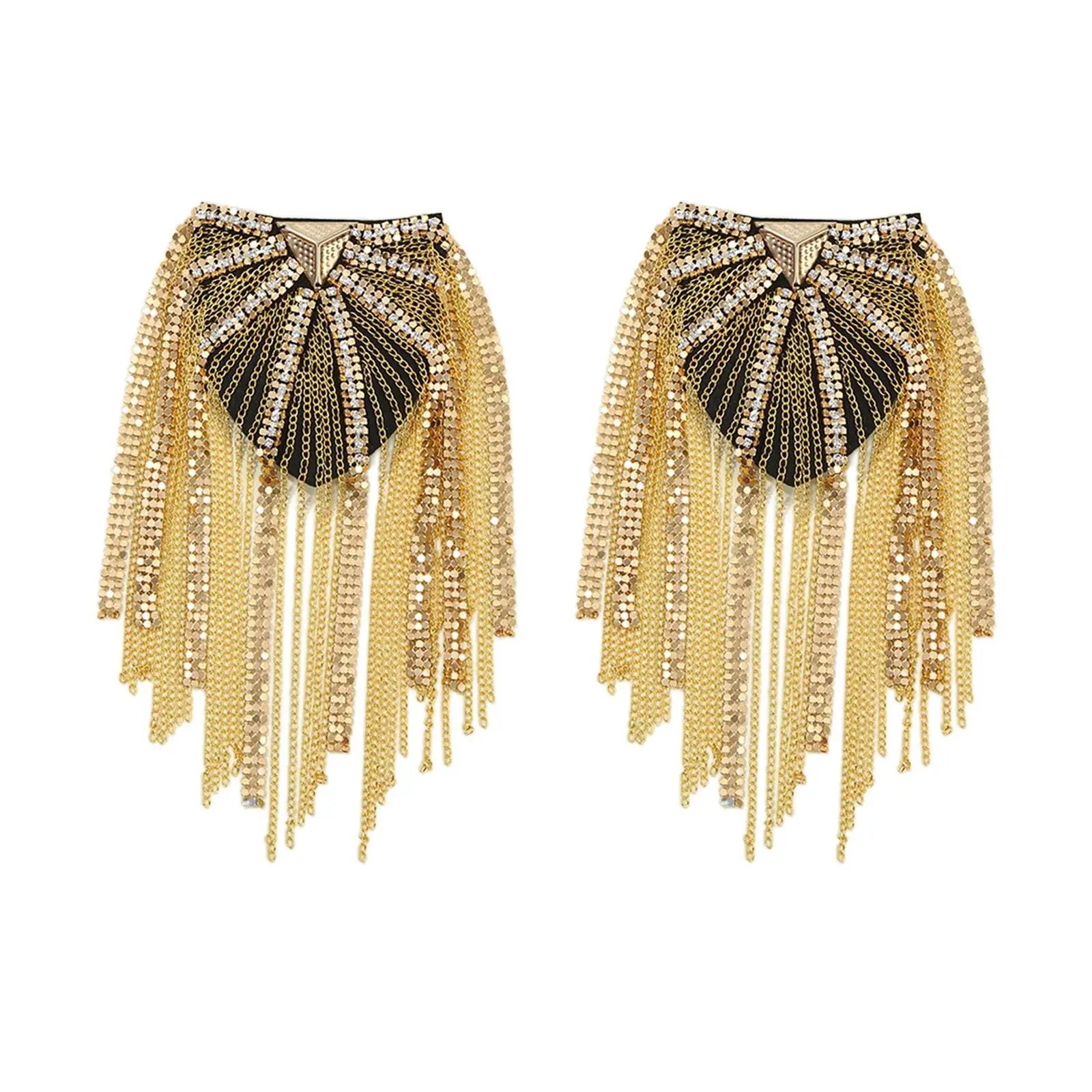 Tassel Link Chain Epaulet Shoulder Brooch Boards Badge Uniform Decor Punk Formal Suit Shoulder Epaulette for Performance
