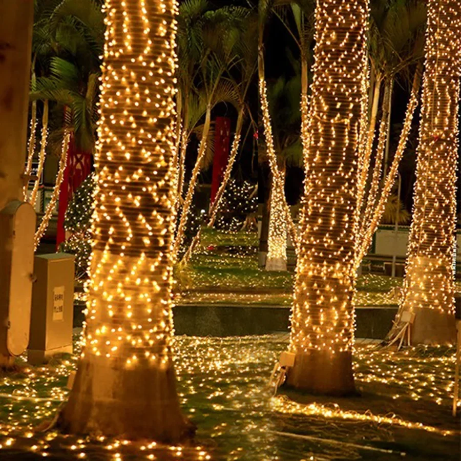 Guirnalda navideña de 24V, 50M, 100M, 200M, luz de hadas impermeable para jardín, decoración de fiesta de boda