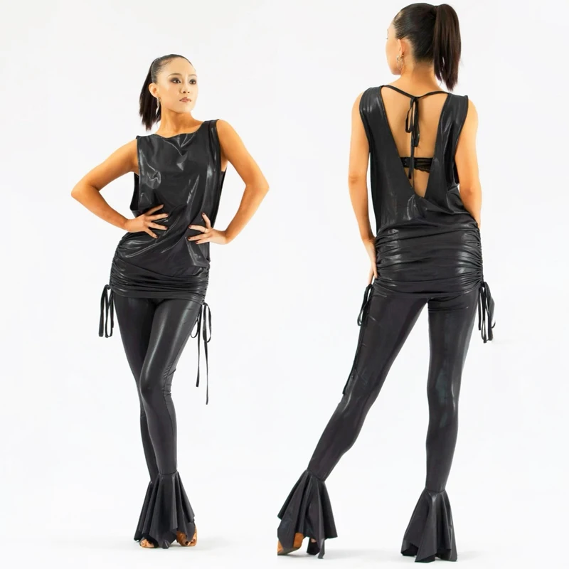 Sexy Backless Latin Top Flared Pants For Women'S Latin Dance Performance Costume Adults Samba Stage Performance Wear SL9763