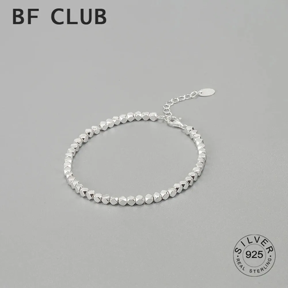 BFCLUB Silver Color Hiphop Square Ball Bracelet for Women Men Vintage Handmade Hasp Bracelet Birthday Gift S-B451