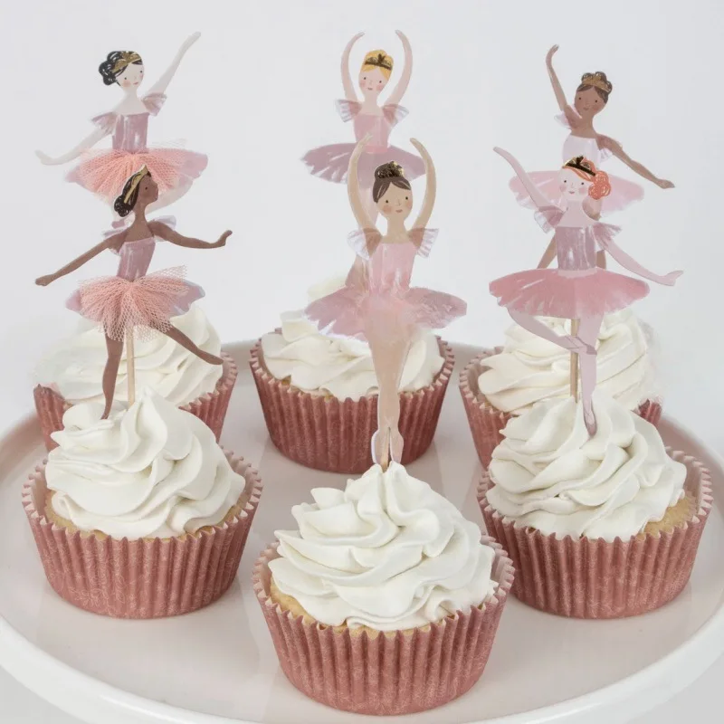 12 Stück rosa Ballett-Kuchenaufsätze – Cupcake-Dekor-Picks mit Ballett-Motiv für Mädchen, Geburtstagsfeier, Tanz-Thema, Feierzubehör – Detail 2