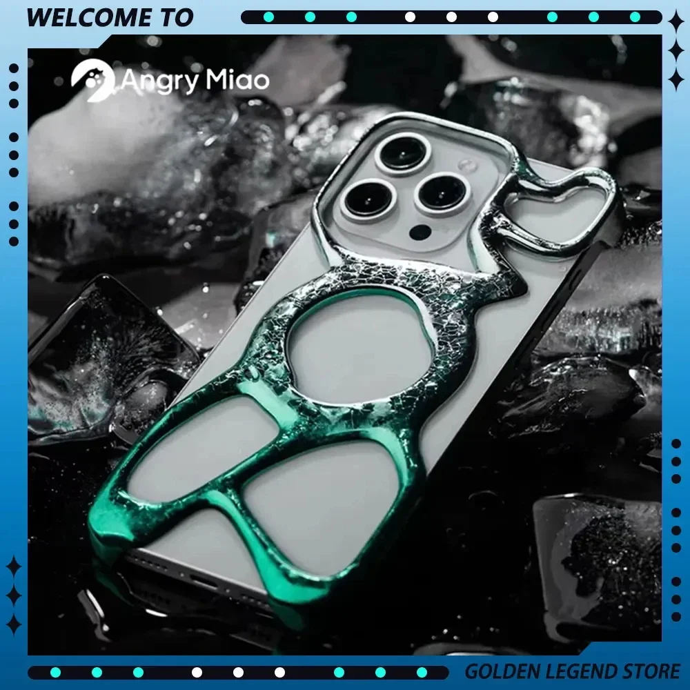 Angry Miao Minimalism Phone Case For IPhone16 15 Pro Max Hollow Out Cover Pc Anti-Drop Case Hollow Out Fashion Smartphone Gifts