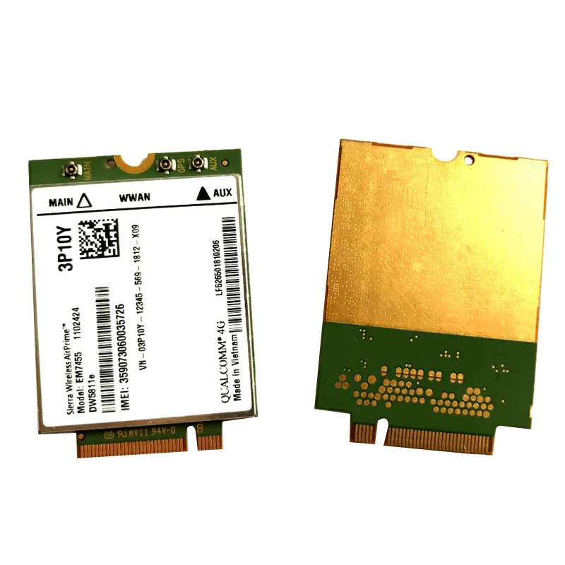 Wireless EM7455 LTE 4G NGFF Module DW5811E 3P10Y 300 M Para E7270 E7470 E7370 E5570 Sem Fio FDD/TDD LTE 4G Cat6 Gobi6000 + ANTEN