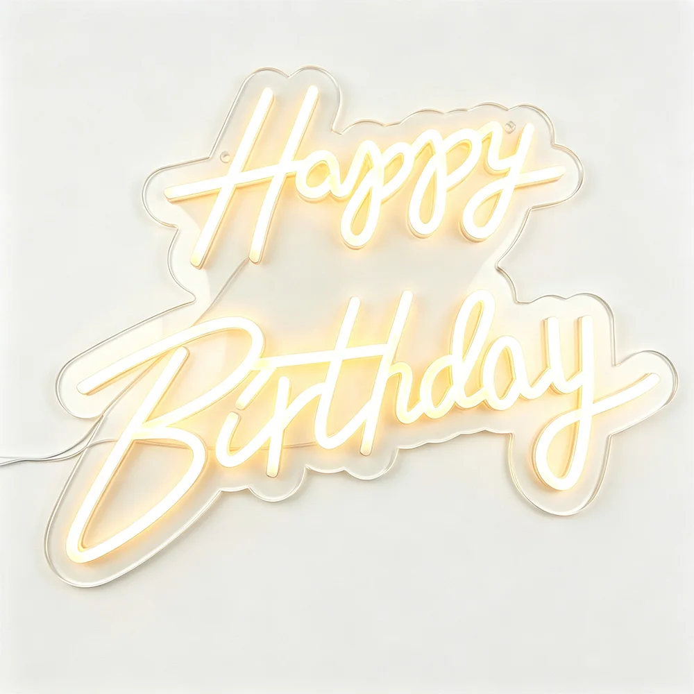 “Happy Birthday” Decor Set, Neon Sign, Acrylic Wall Decoration, Perfect for Birthday Party Backdrops, Home Decor and Gifts