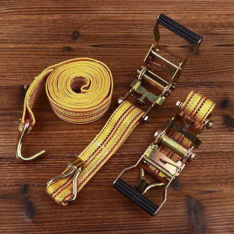 Heavy Duty Ratchet Tie Down Straps 2/3/4/6 Meter Long Double Hook Lashing Belt For Truck Cargo Securing Transport Binding
