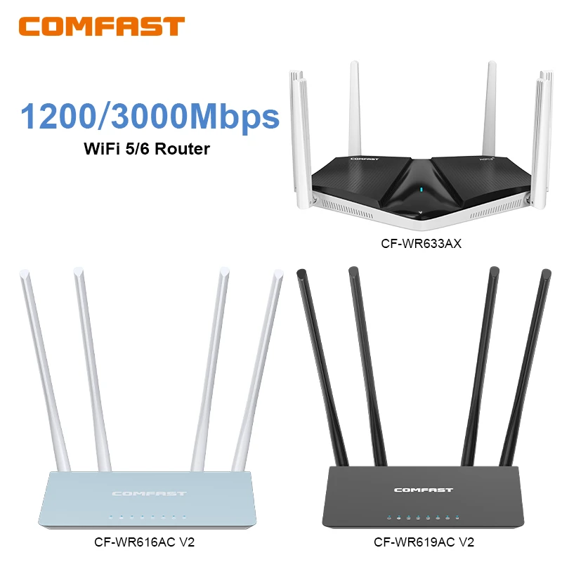 

COMFAST AC1200/AX3000 5G Mesh Wifi Router MU-MIMO Full Gigabit Wi-fi Coverage 6 Antennas Network Extender Amplifier for Home