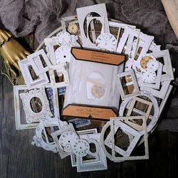 32pcs Vintage Embossed Photo Frame Border Material Paper Collage Junk Journal Wood Style Clock Planner Scrapbooking Cardstock