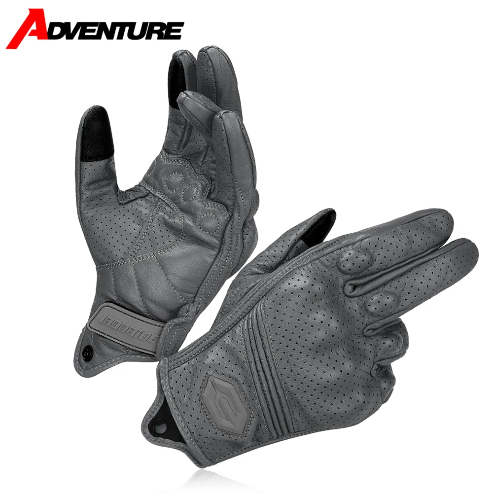 

Retro Motorcycle Gloves Men Breathable And Anti Slip Leather Gloves Touch Screen Anti Fall Motocross Racing Protective Glove