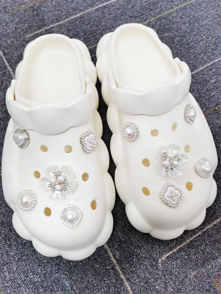 10PCS Schuh Charms ABS Dekorationen Zubehör DIY Ornament Pins Für Clog Schnalle Dame Garten Schuhe Elegante Perle Floral Design – Detail 8