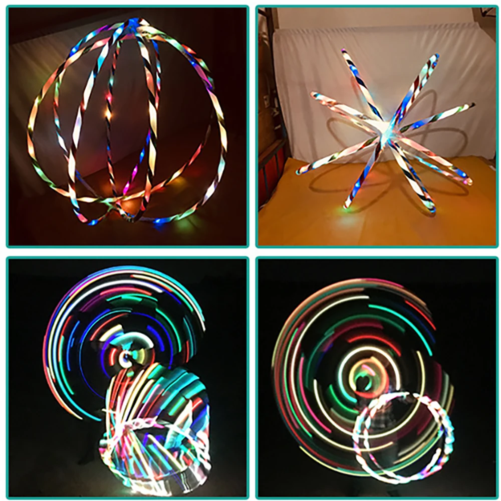 LED Luminous Sports Hoop 60 Diameter Hula Hoop Detachable FitnessCircle Performance Art Abdominal Weight Loss  Fitness Equipment