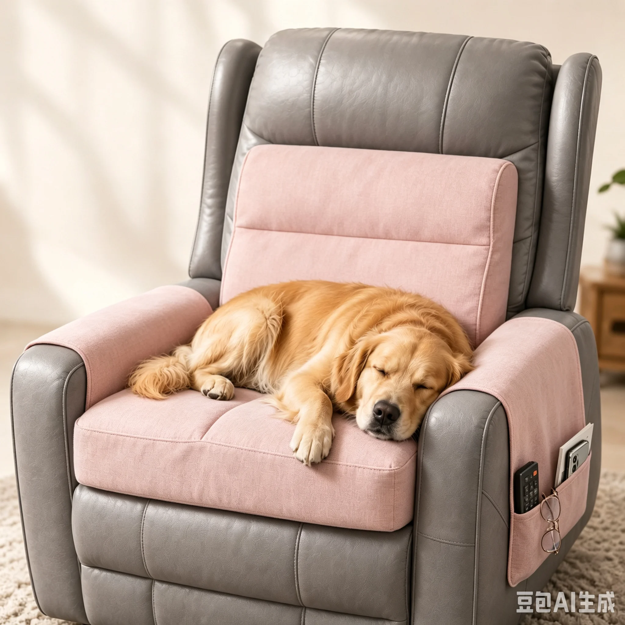 Multi-Purpose Chair Cushion with Side Storage Pocket, Non Slip Washable Pad for Recliner, Rocking Chair, Wheelchair