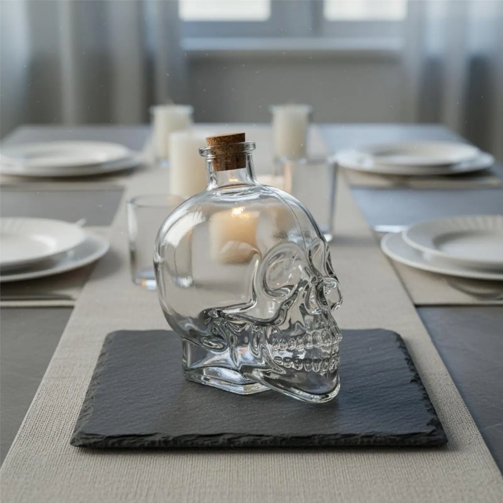 Skull Bourbon Decanter With Cork Skull Shaped Decanter Halloween Alcohol Bottle Spooky Attraction Barware Thick Bottom