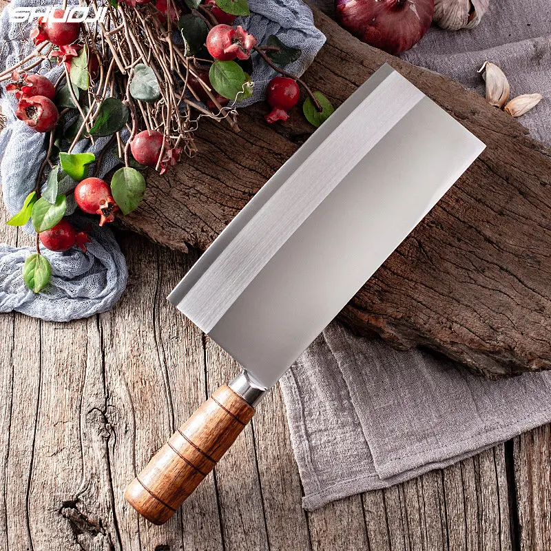 SHUOJI Ultra Sharp Chinese Chef\'s Knife Butcher Knife Meat Vegetable Chef Knife 4Cr14mov Stainless Steel Cleaver Wood Handle