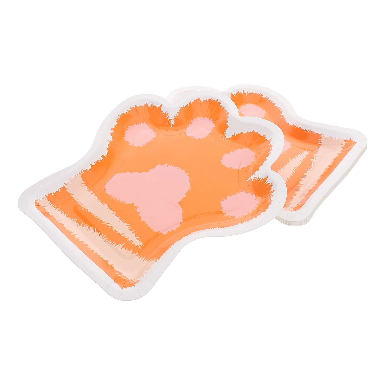 

10pcs Cat Claw Paper Plates Cute Animal Shaped Dessert Plates for Birthday Party Supplies Easy Cleanup Material