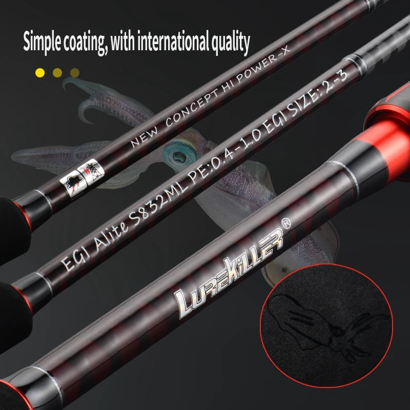 2024 New Lurekiller Egi Alite Egi Fishing Rod 762ML/832ML/862ML Fuji Pargs High Carbon Spinning Rod PE 0.4-1.0 Egi Size 2-3