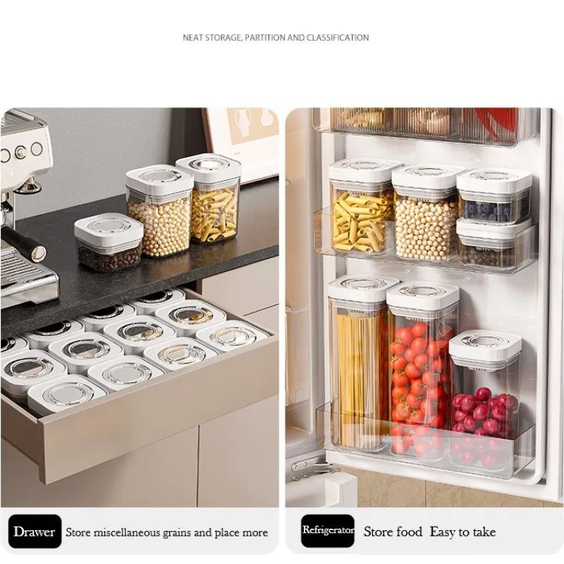 

Stackable Kitchen Sealed Jar Plastic Food Storage Box Clear Multigrain Tank Bottle Dried Fruit Tea Containers Press Type 2.3L