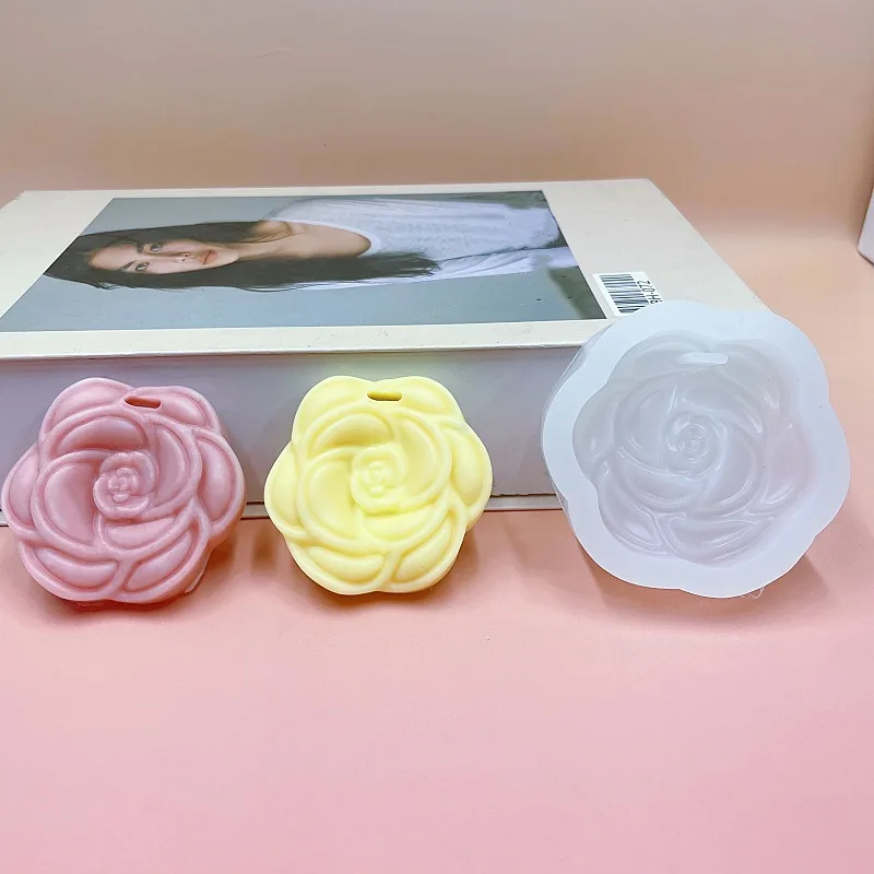 Camellia Wardrobe Jasmine Scented Green Tea Hanging Mold Car Air Outlet Clip Aromatherapy Gypsum Camellia Flower Silicone Mold