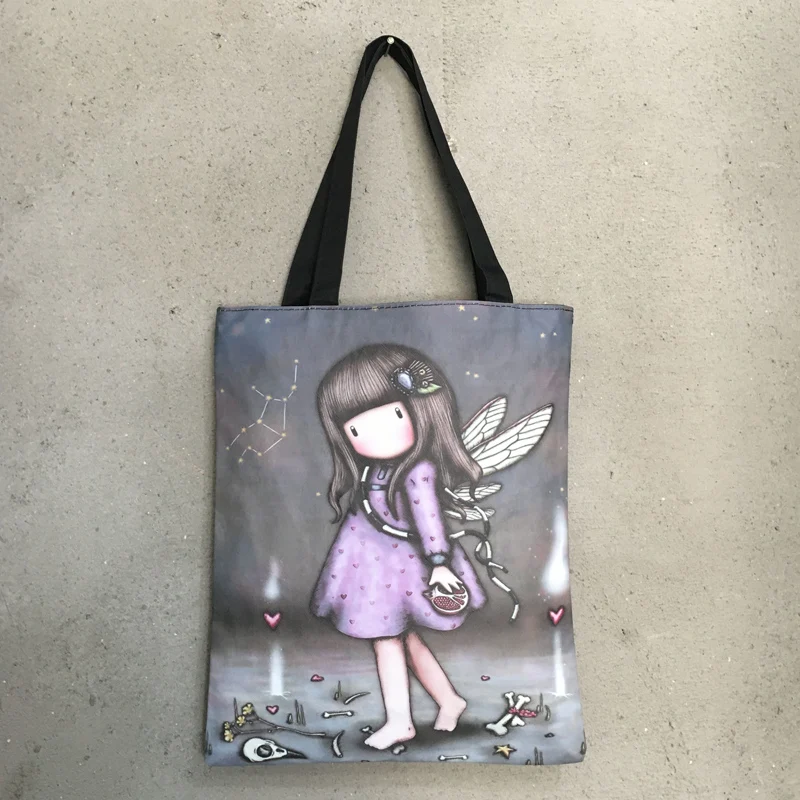 Fashion Cartoon Printing Women Casual Tote High Quality Fabric Female Shoulder Bag Pretty Style Girls Shopping Bag Handbag