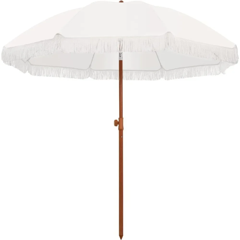 Protective terrace umbrella with 8 ribs and tilted buttons - perfect for the beach and your versatile outdoor companion