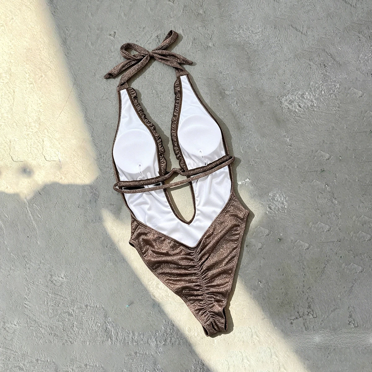 Push Up 2026 Sexy Women One Piece Swimsuit Swimwear Female Shiny Monokini Swimming Suit Bathing Suit Biquini Halter Beachwear