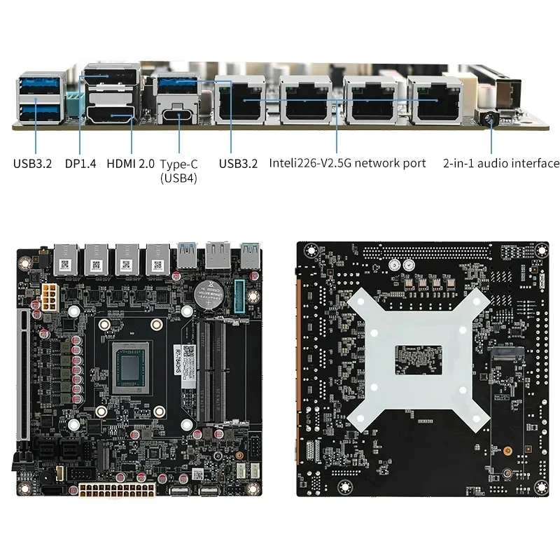 4xi226-V 2.5G LAN AMD Ryzen 7 8845HS 9 7940HS 9-Bay NAS Motherboard USB4 9xSATA3.0 2xM.2 NVMe PCIE X16 2xDDR5 17X17 ITX Firewall