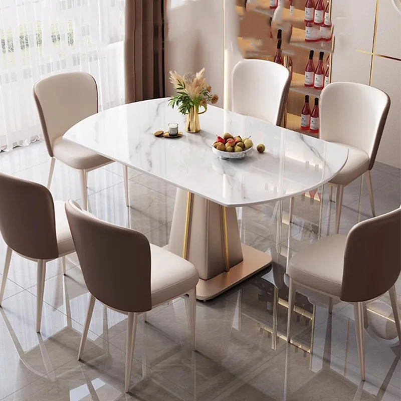 Rectangle Extendable Dining Table White Living Nordic Chair Dining Table Turntable 6 Seater Muebles Para El Hogar Home Furniture