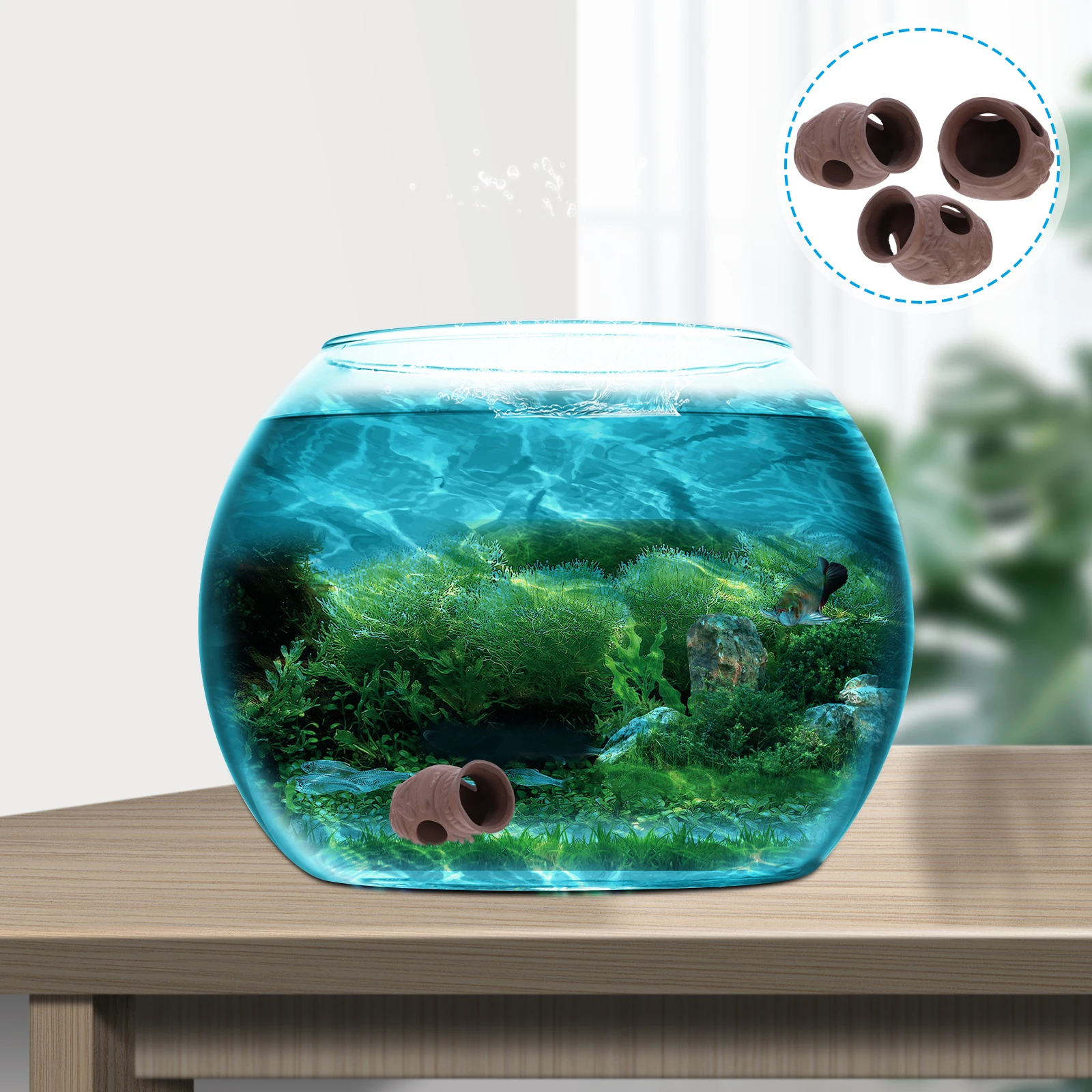 

3PCS Fish Shrimp Hideout House Aquarium Ornament 3D Tunnel Tank Decor Cave Artificial Stone Landscaping Fish Shelter Habitat