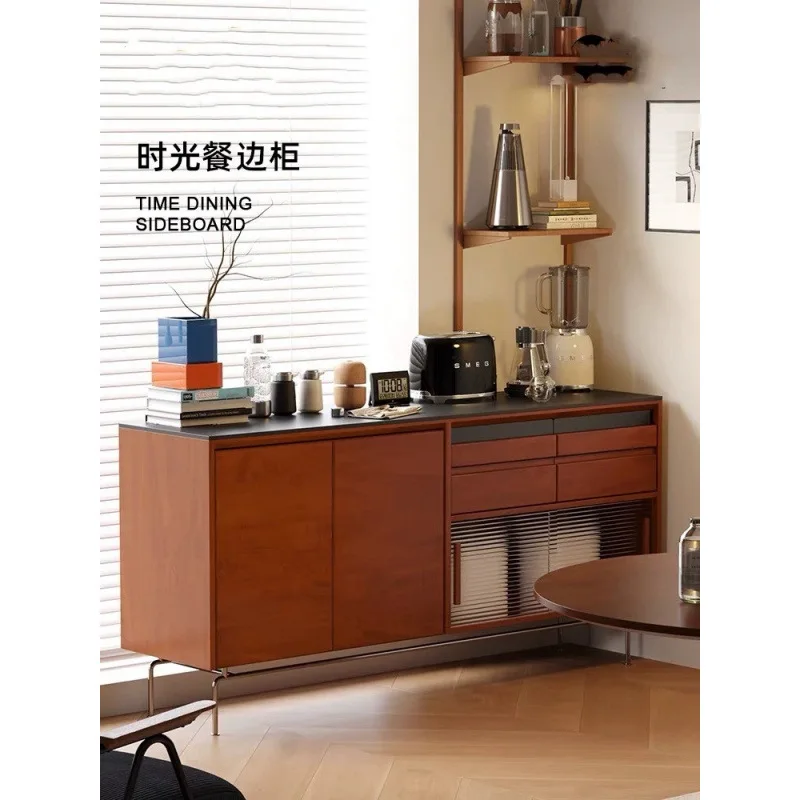 Medieval dining side cabinet storage cabinet solid wood home master bedroom locker integrated tea cabinet wine cabinet