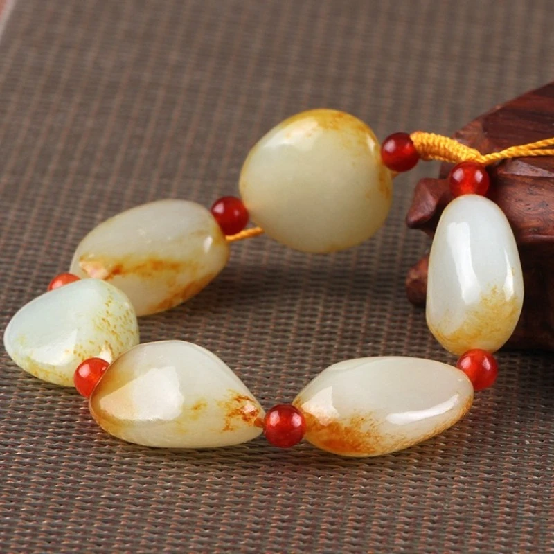 

New Natural Blue and White Jade Seed Bracelet Men's and Women's Fashion Bracelet