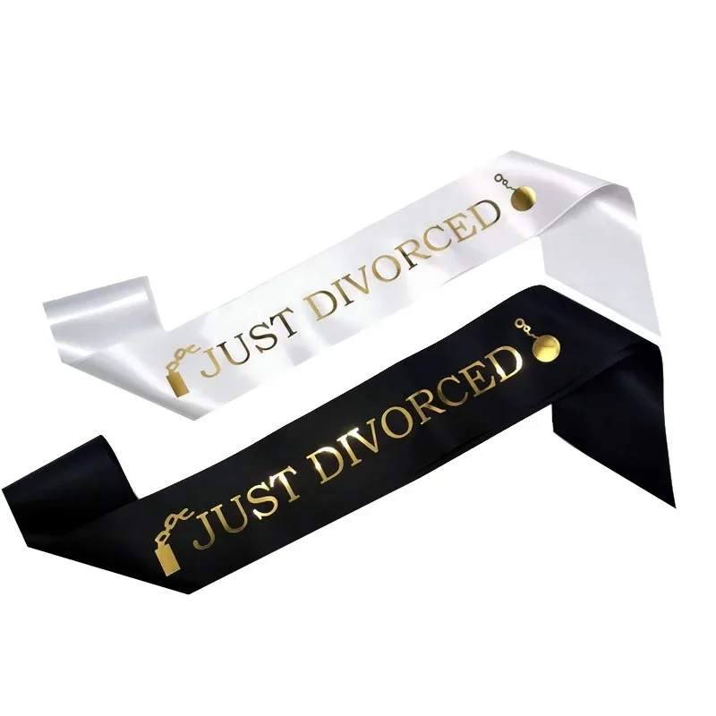 White Black Gold Just Divorced Sash for Women Men Happy Divorce Party Decoration Supplies Favor Gifts