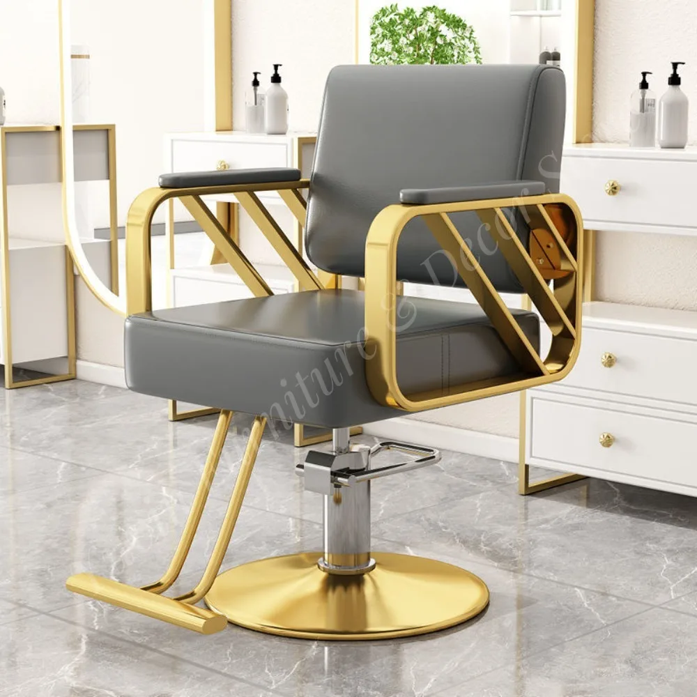 Modern Luxury Salon Barber Styling Chair Steel Frame Hydraulic Lift Height Adjustable 360 Degree Rotation Durable Beauty Salon