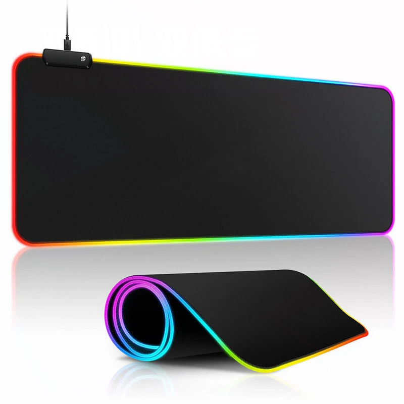 Tappetino per Mouse nero puro luminoso RGB tappetino per Mouse addensato tappetino da tavolo grande crittografato antiscivolo Cool Extra Large E-sports Game Office