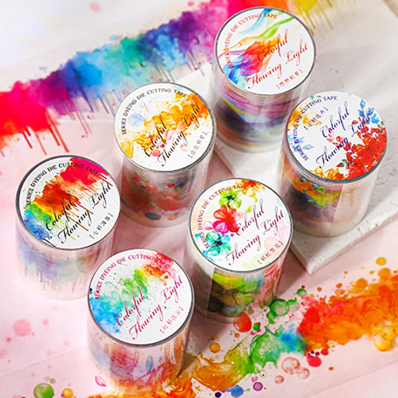 papel colorido fluxo série halo cênico cortado fita scrapbooking adesivos artigos de papelaria presente das crianças para estudantes