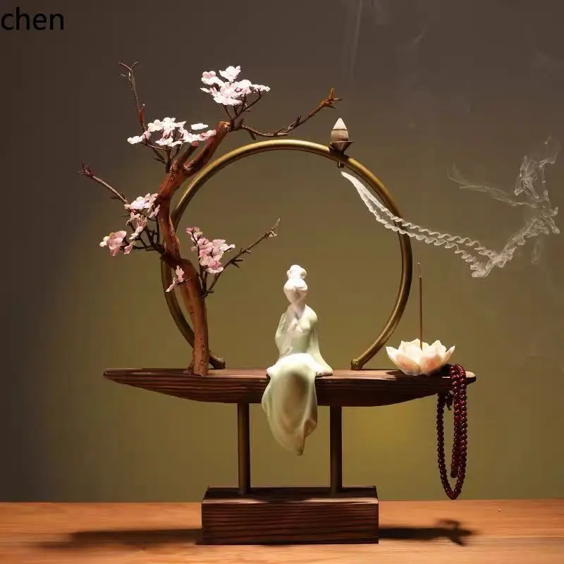 CZ Zen-inspired decorative incense burner, creative reverse-flow incense burner for home, office,  entryway decoration