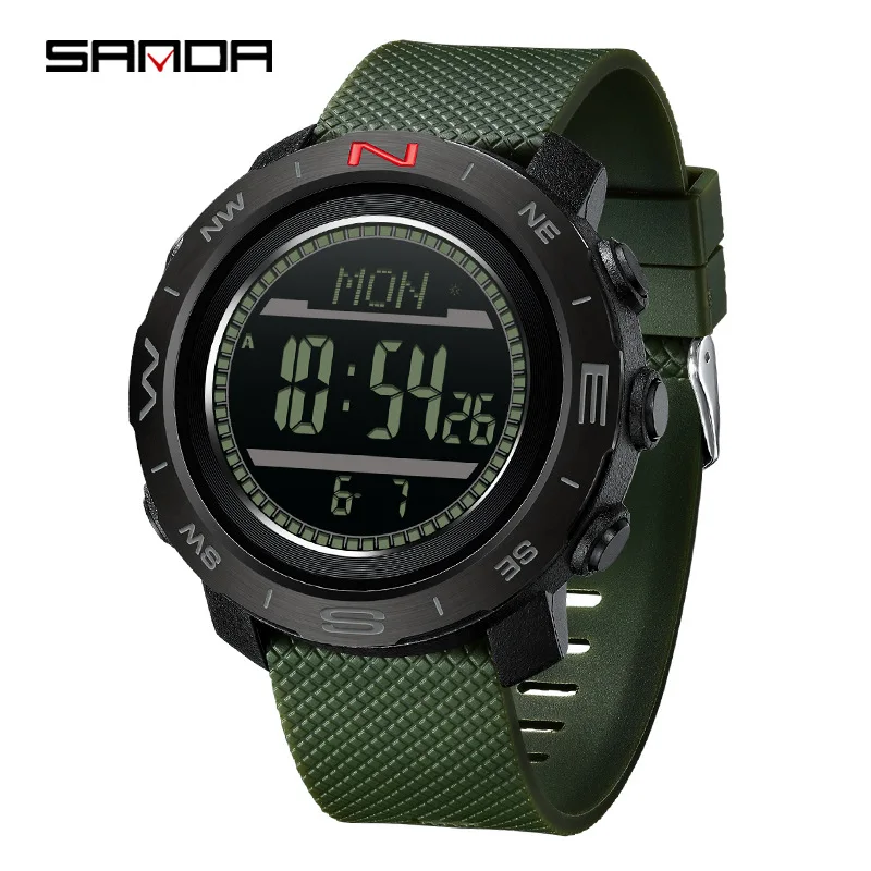 

SANDA 5106 Outdoor Adventure Electronic Watch Step Counting+Air Pressure Temperature Altitude Monitoring+Compass+5ATM Waterproof