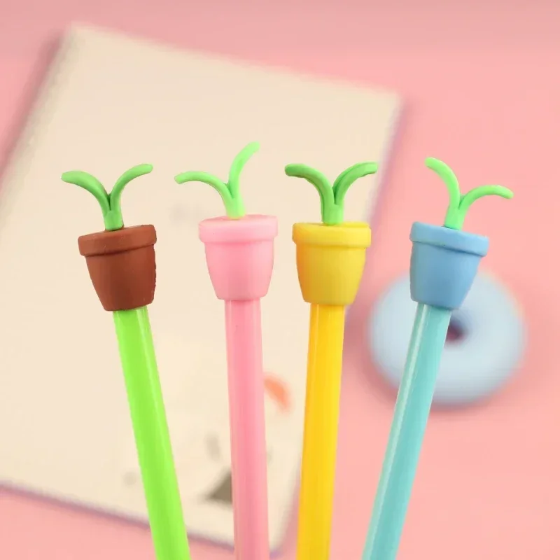 A 36PCS Creative Cartoon Pen Potted Bean Sprouts Neutral Pen Student Examination Water Pen Needle Pens Wholesale B
