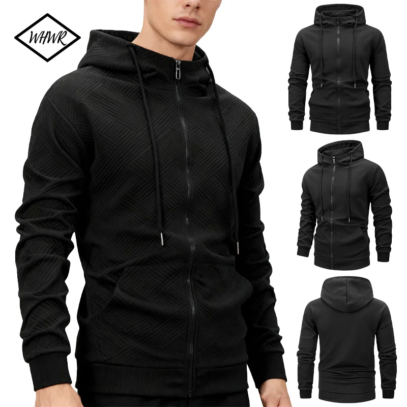 

Men's Zipper Hooded Sweatshirts Autumn Winter Outdoor Warm Jacket Coat Sportswear Men Knitted Slim Fit Casual Jacket Streetwears
