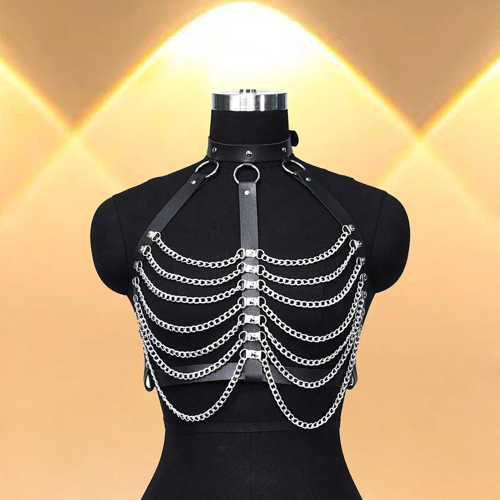 فاسق الصدر سلسلة الكتف الصدرية تسخير المختنق الطبقات الأسود بو الجلود العصرية بار #4