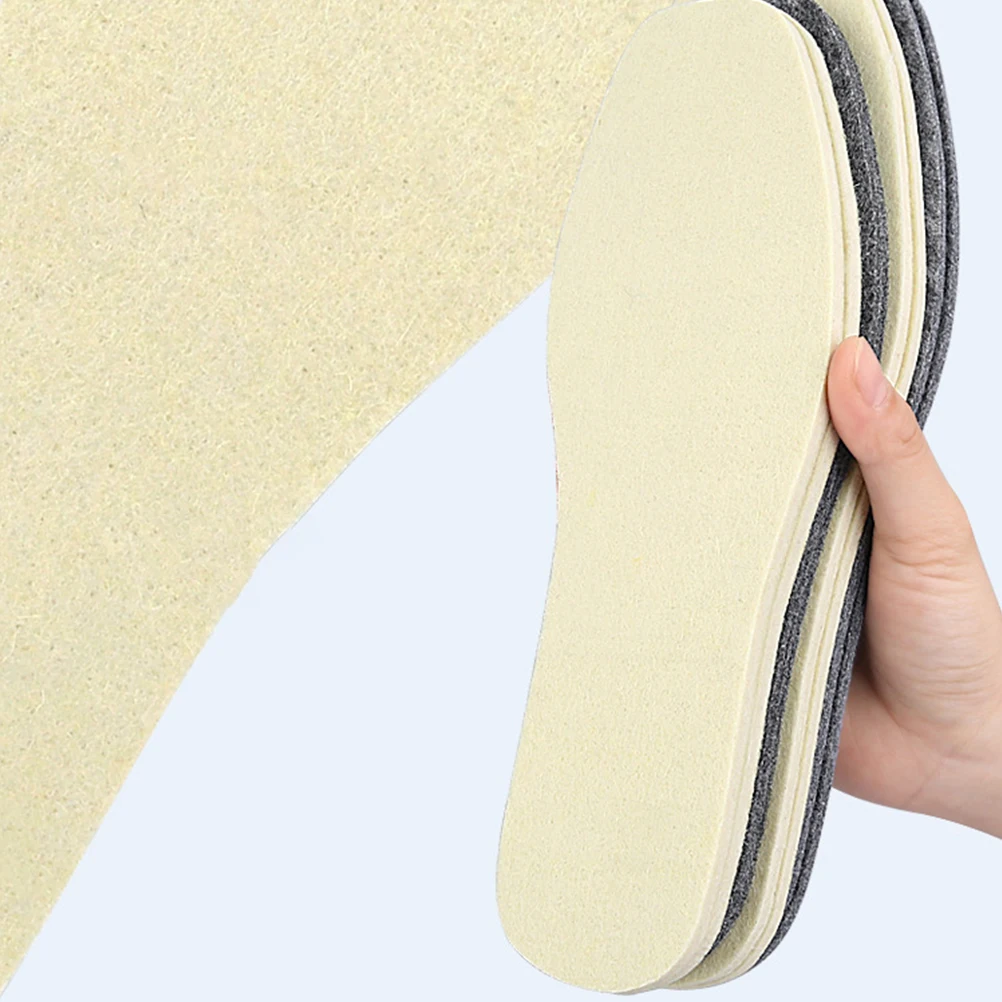 

6 Pairs Wool Insoles 5mm Gray 6mm White 40 Full Pad Inserts Warm Winter Boot Soles Cozy Durability Stylish