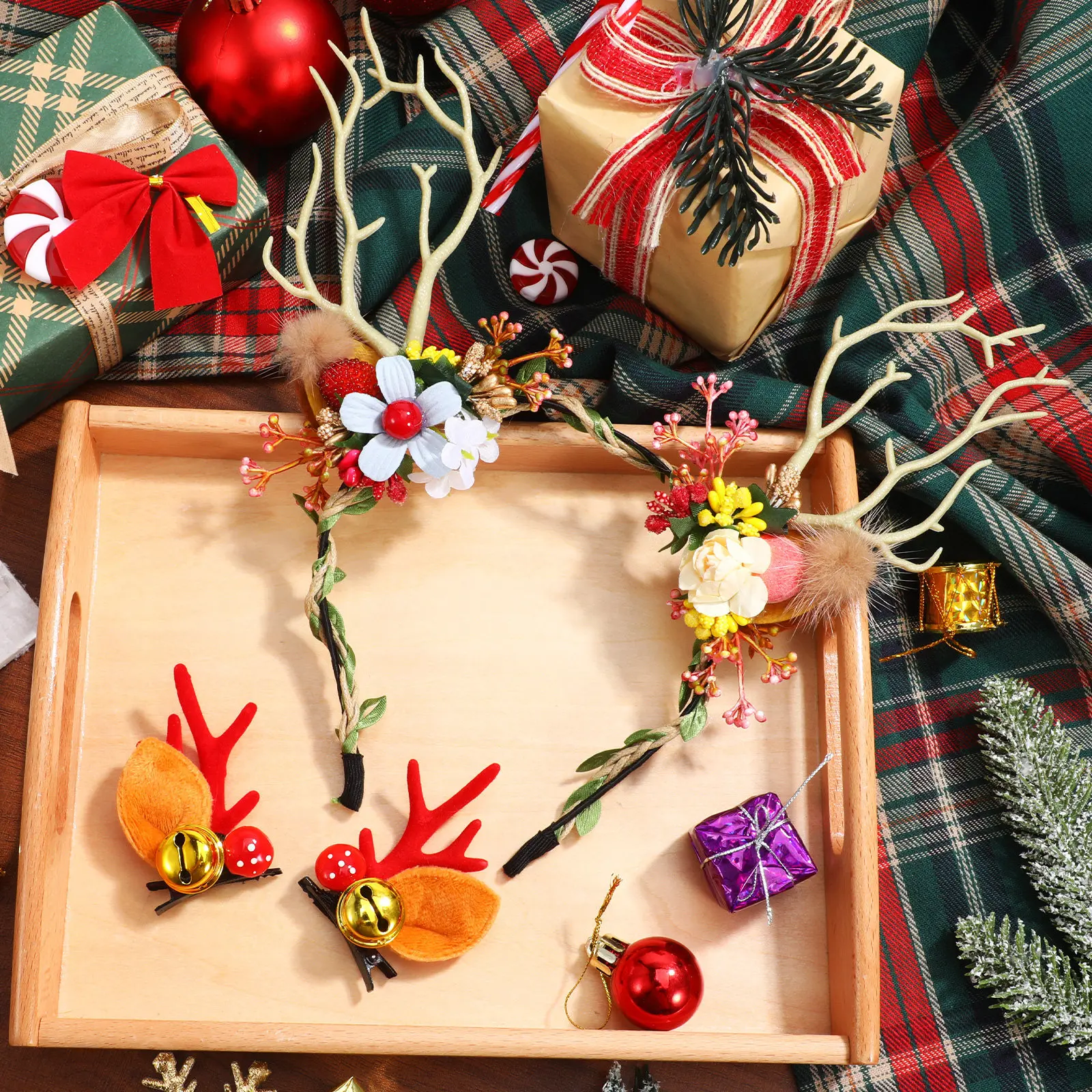 ชุดที่คาดผมและกิ๊บติดผมลายเขาก - Reindeer Antlers Headband บทวิจารณ์และราคา