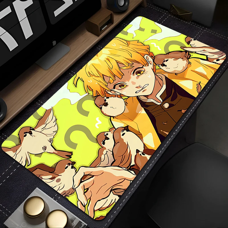 

Mouse Pad Laptop Kawaii Anime Gaming Extended Desk Mat PC Zenitsu D-demon Slayer Mousepad Yellow Soft Keyboard Rug For Best Gift