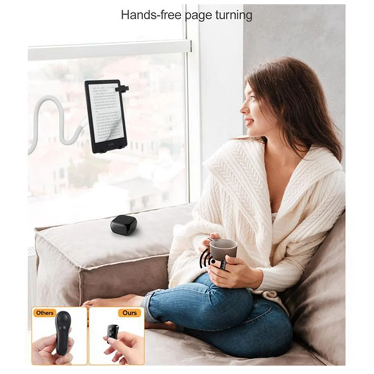 ABSQ-Remote Control Page Turner Ring for Kindle Paperwhite Oasis, Bluetooth E-Reader Controller, TikTok Ring, Camera Shutter