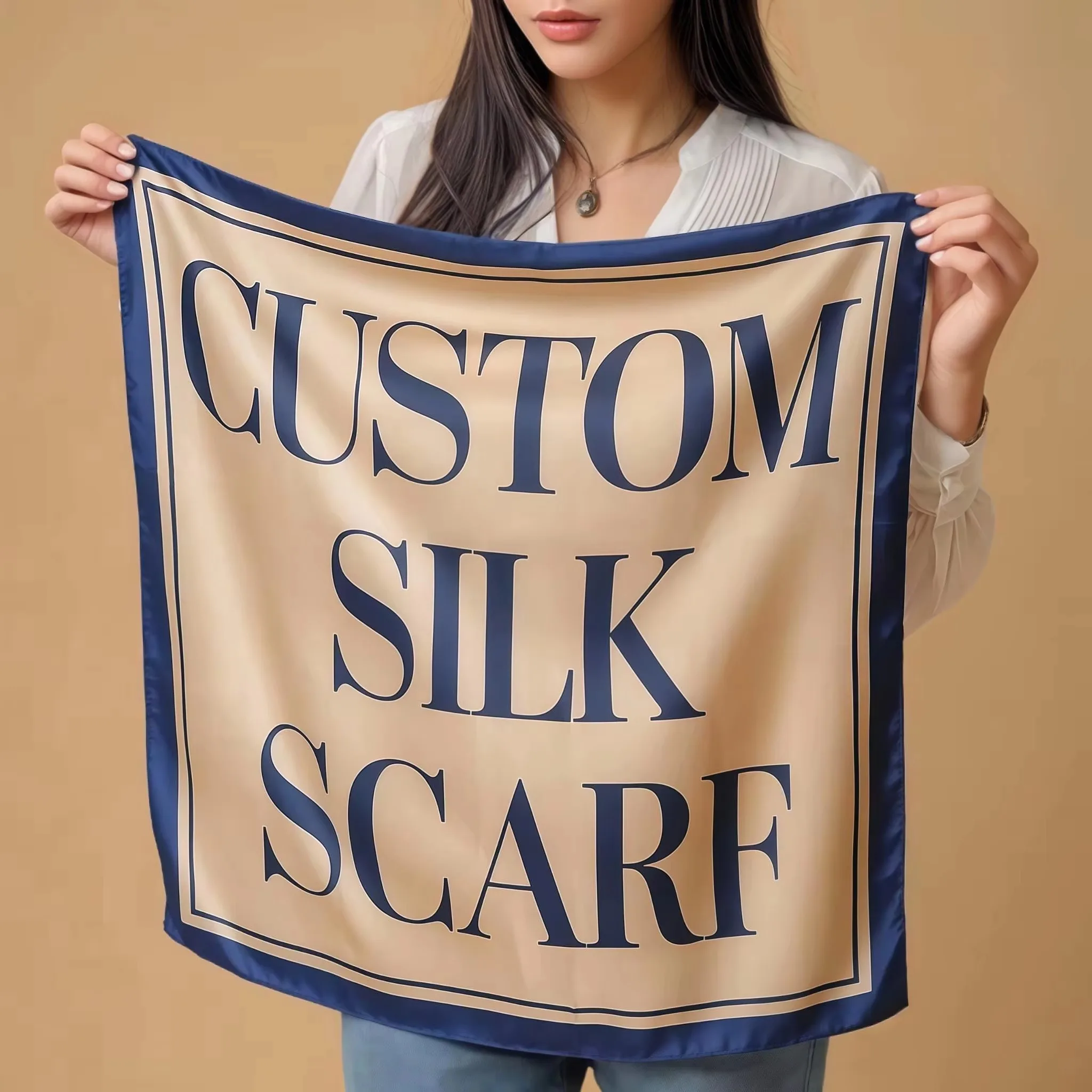 Custom Satin Silk Scarf Personalized Luxury Accessory Handmade Gift Bridal Party Gift Wedding Gift Custom Silk Scarf