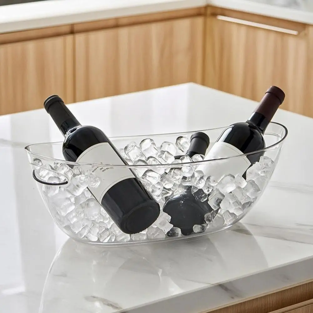 5.5l Ice Bucket Transparent Ice Bucket Boat Shape Champagne Ice Bucket 5.5l Capacity Wine Cooler with Handle for Parties